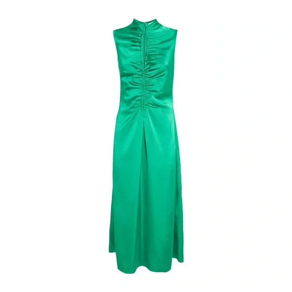 Sandro DRAPED SATIN-EFFECT DRESS - Picture 6 of 7